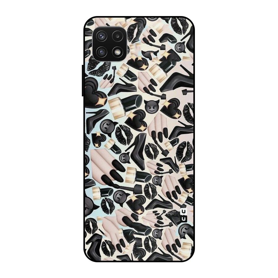 All Black Love Metal Back Case for Galaxy A22 5G