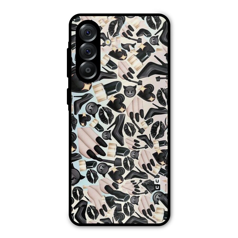 All Black Love Metal Back Case for Galaxy A36