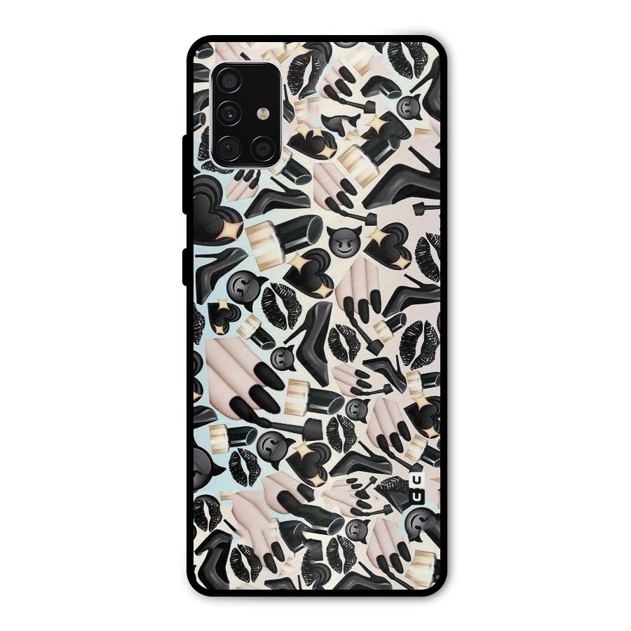 All Black Love Metal Back Case for Galaxy A51