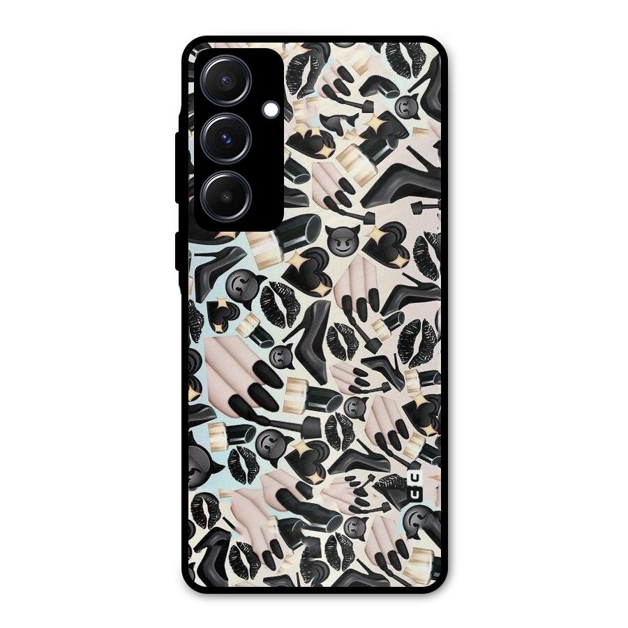 All Black Love Metal Back Case for Galaxy A55