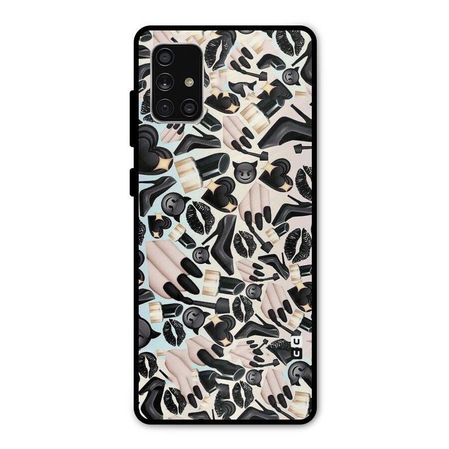 All Black Love Metal Back Case for Galaxy A71