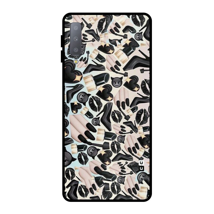 All Black Love Metal Back Case for Galaxy A7 (2018)