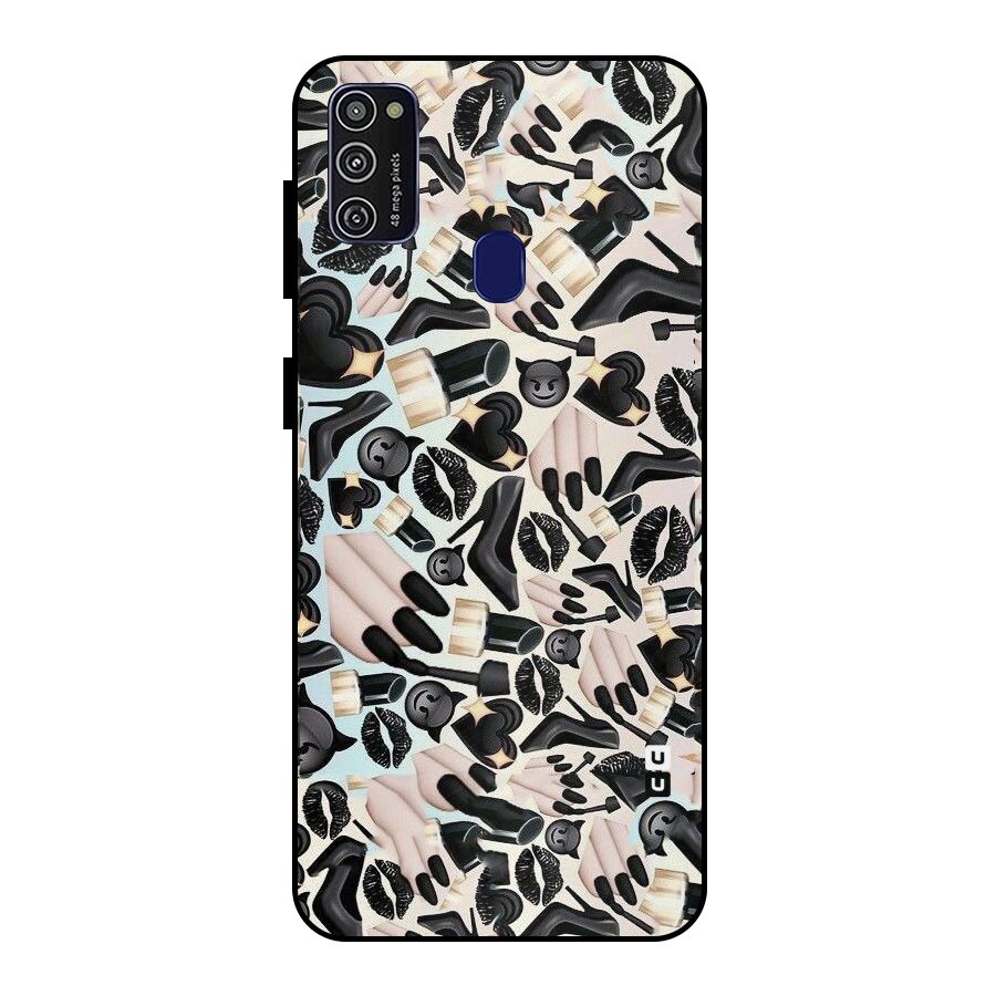 All Black Love Metal Back Case for Galaxy M30s