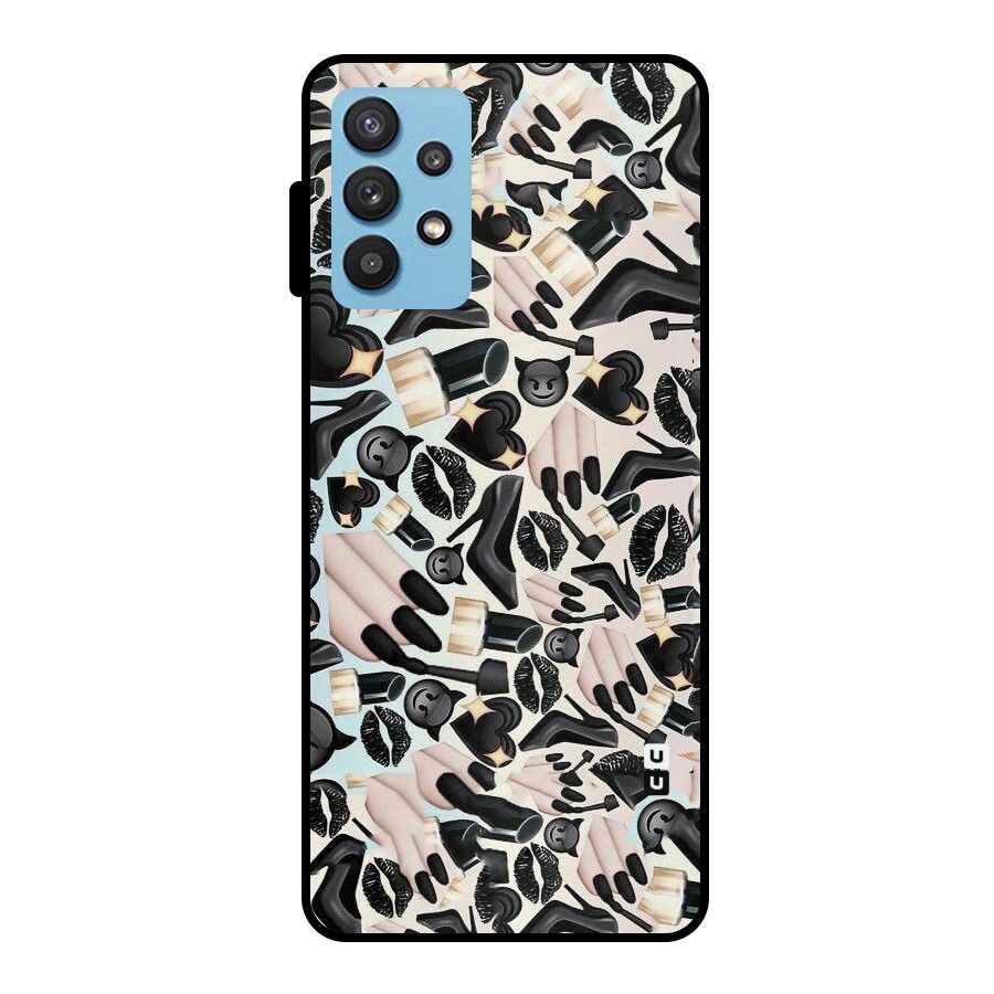 All Black Love Metal Back Case for Galaxy M32 5G