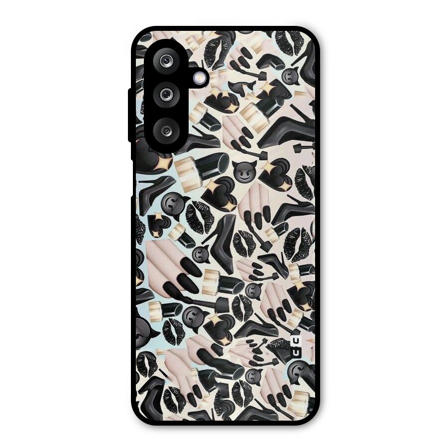 All Black Love Metal Back Case for Galaxy M36