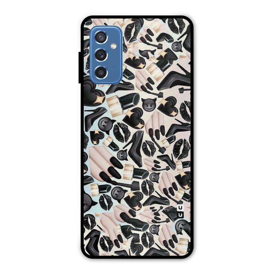 All Black Love Metal Back Case for Galaxy M52 5G