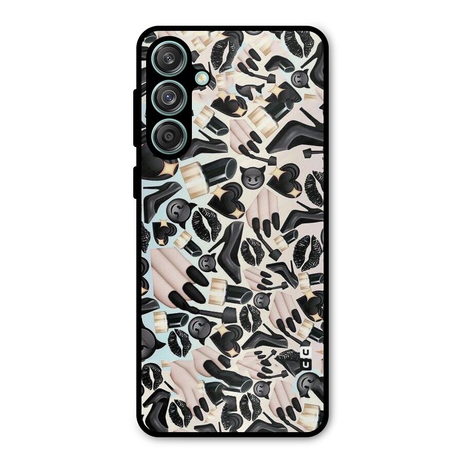 All Black Love Metal Back Case for Galaxy M55 5G