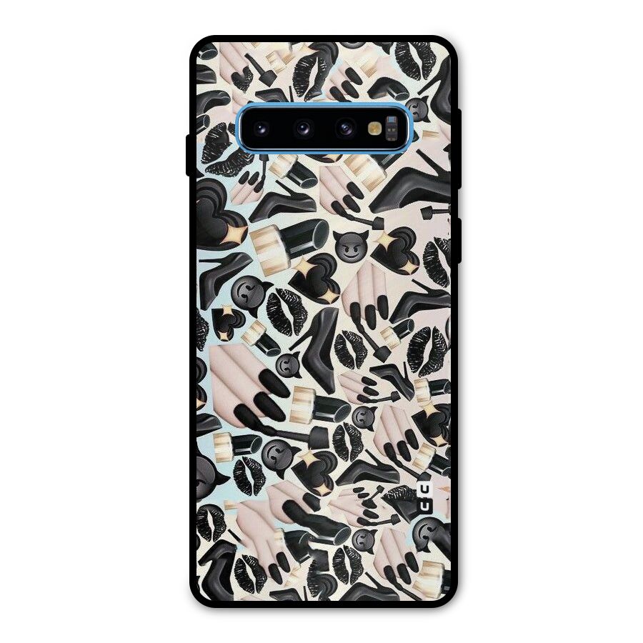 All Black Love Metal Back Case for Galaxy S10
