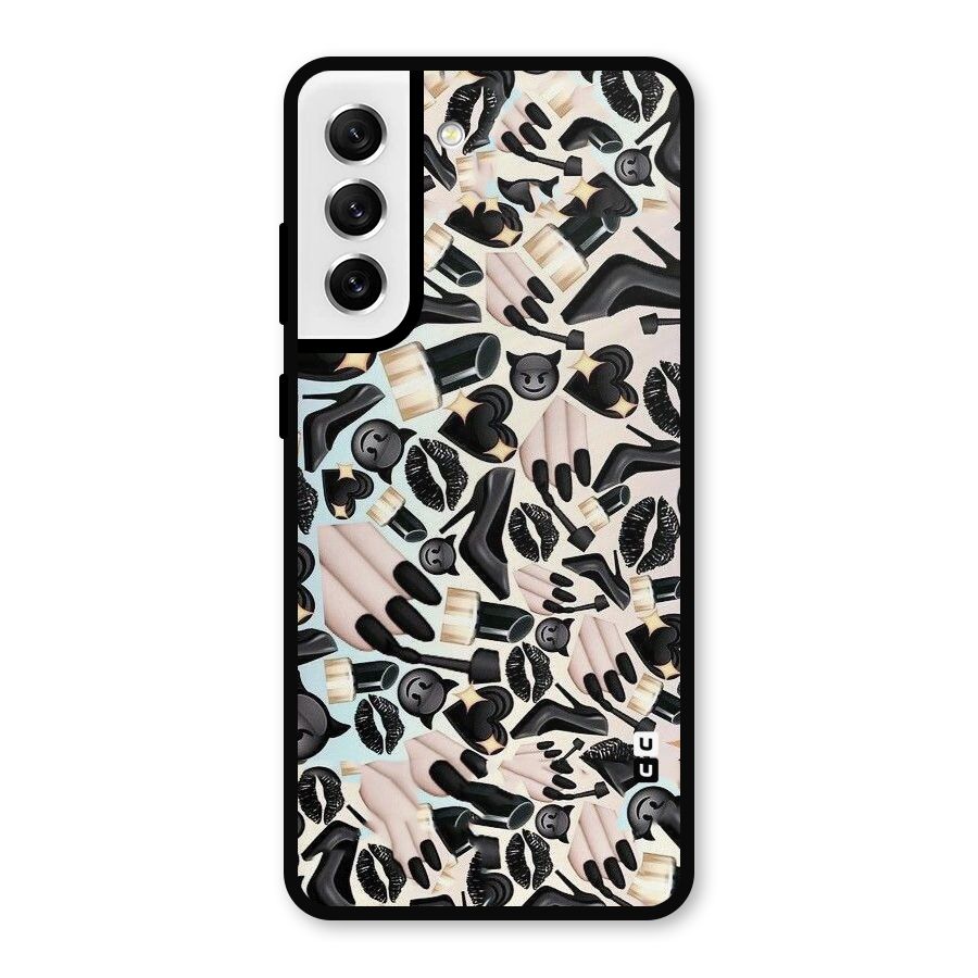 All Black Love Metal Back Case for Galaxy S21 FE 5G