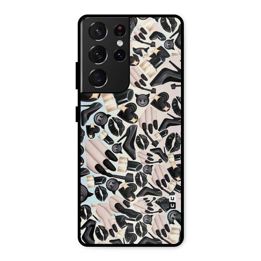 All Black Love Metal Back Case for Galaxy S21 Ultra 5G