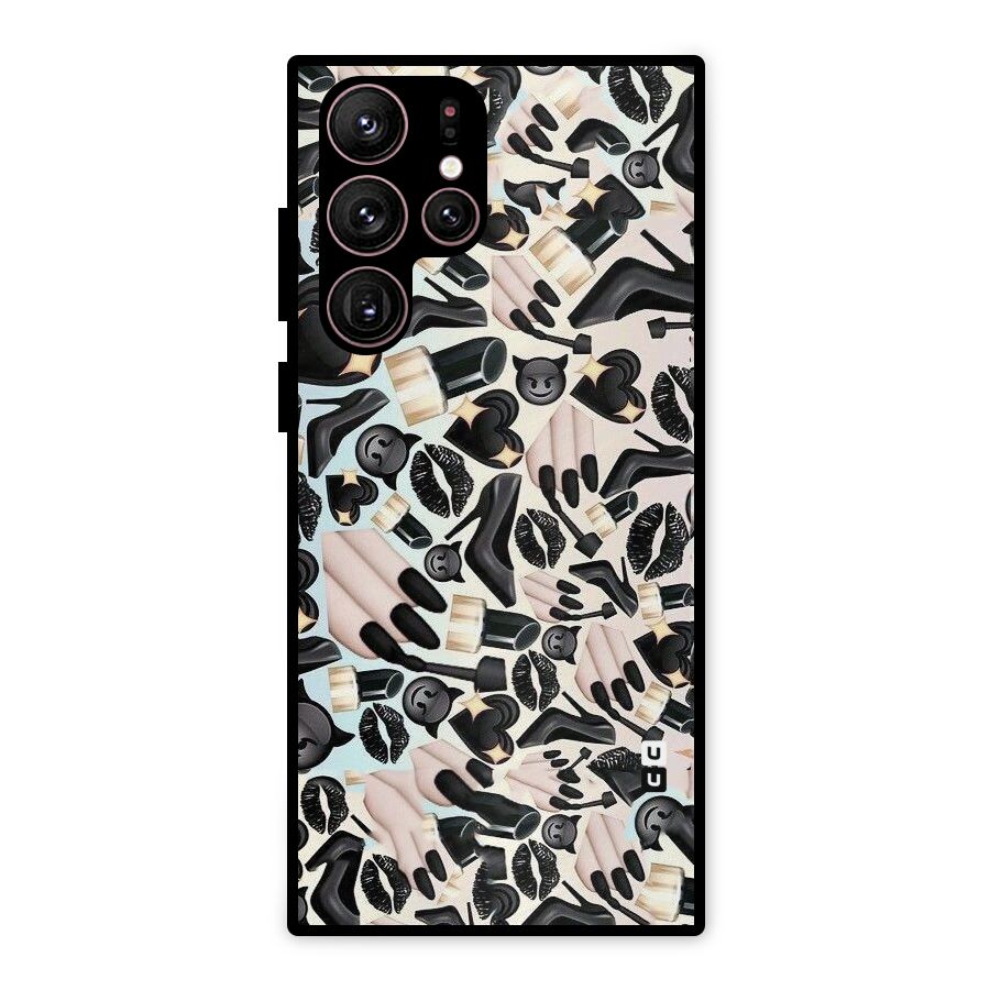 All Black Love Metal Back Case for Galaxy S22 Ultra 5G