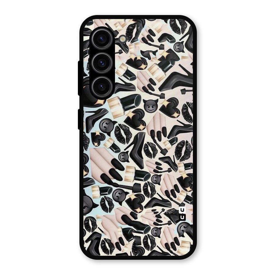 All Black Love Metal Back Case for Galaxy S23
