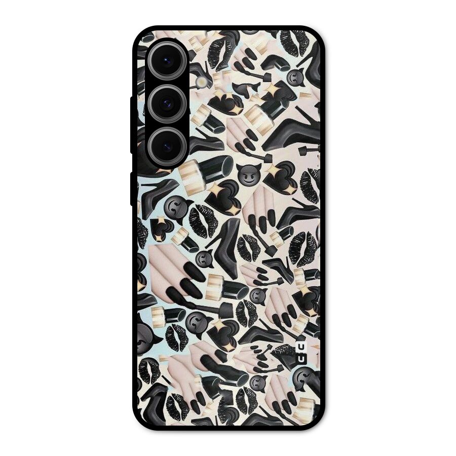 All Black Love Metal Back Case for Galaxy S24 FE