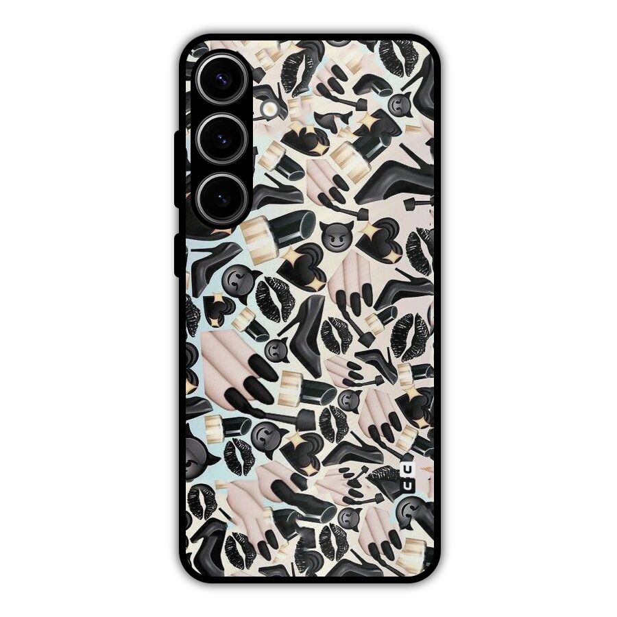 All Black Love Metal Back Case for Galaxy S24 Plus