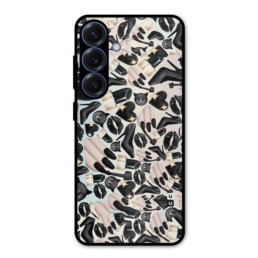 All Black Love Metal Back Case for Galaxy S25