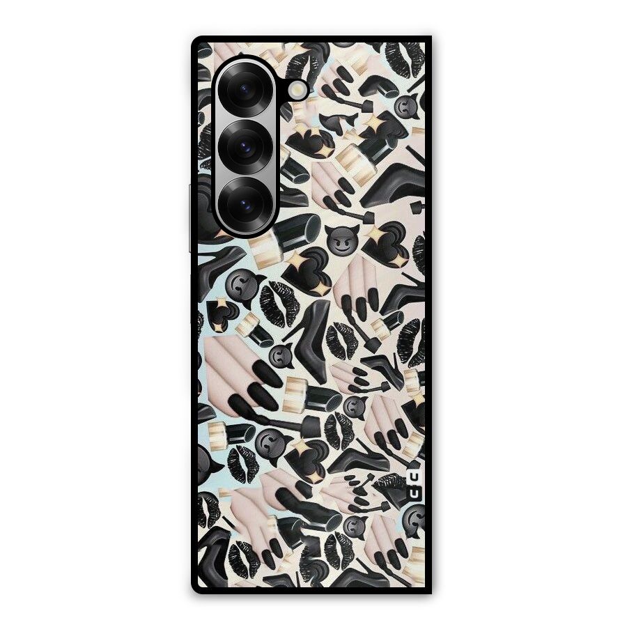All Black Love Metal Back Case for Galaxy Z Fold6
