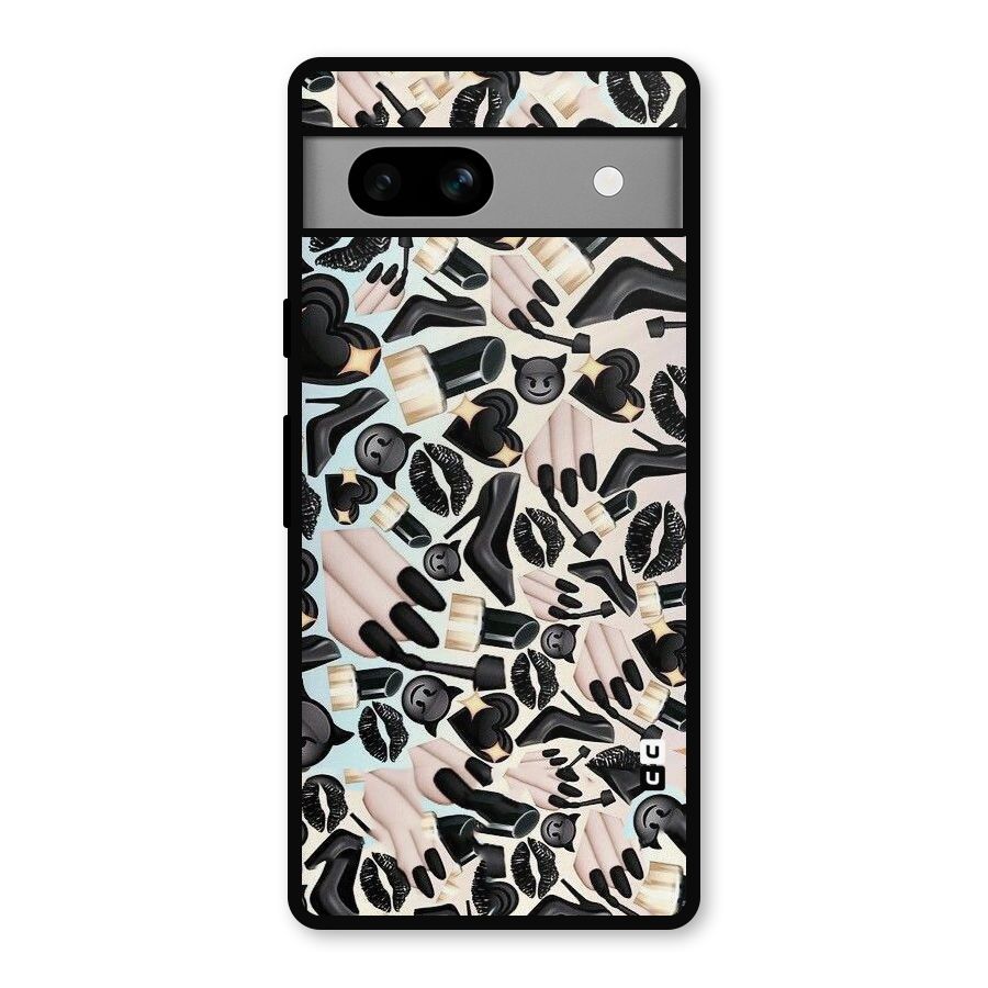 All Black Love Metal Back Case for Google Pixel 7a