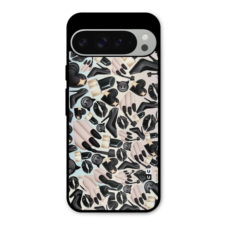 All Black Love Metal Back Case for Google Pixel 9 Pro XL
