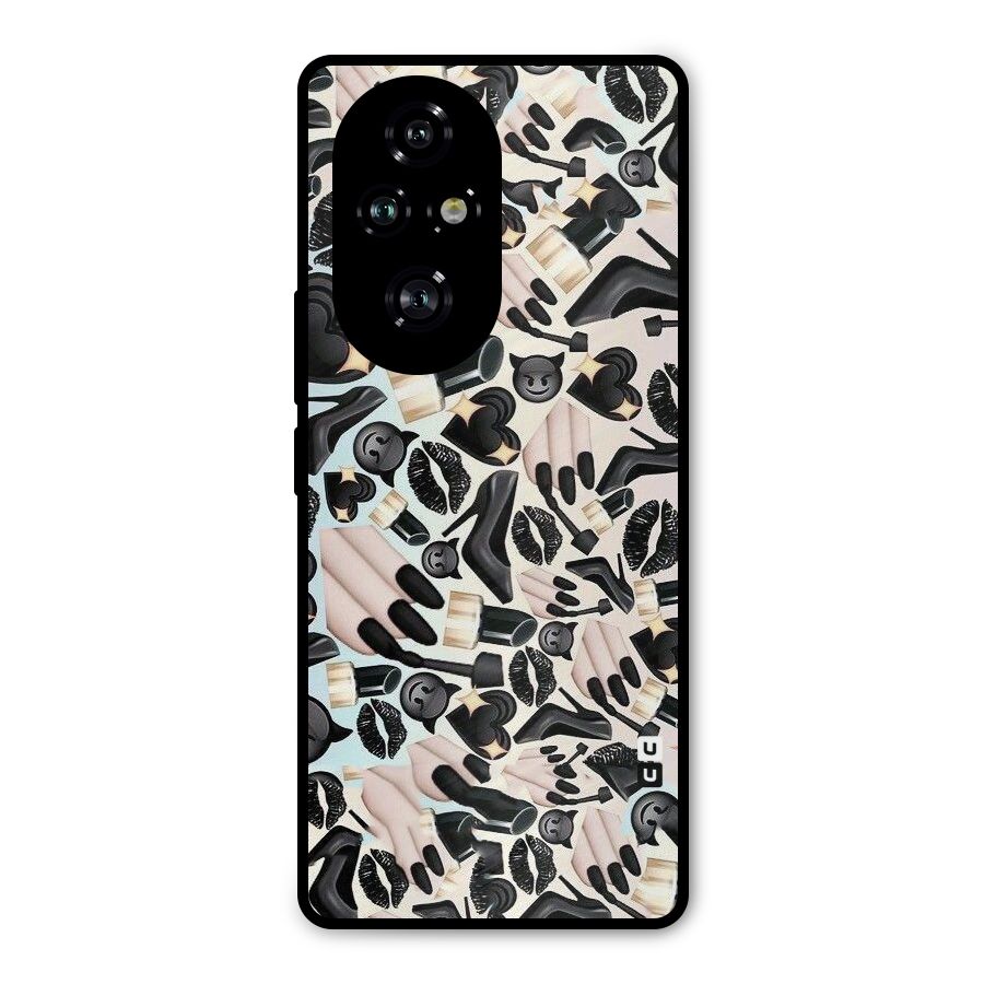 All Black Love Metal Back Case for Honor 200 Pro