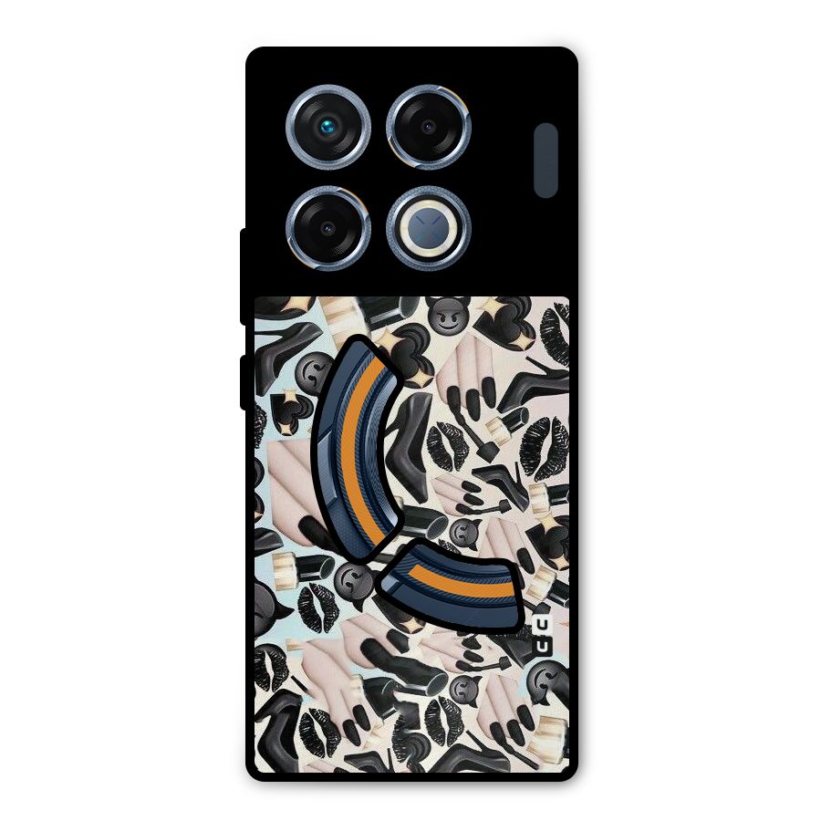 All Black Love Metal Back Case for Infinix GT 20 Pro