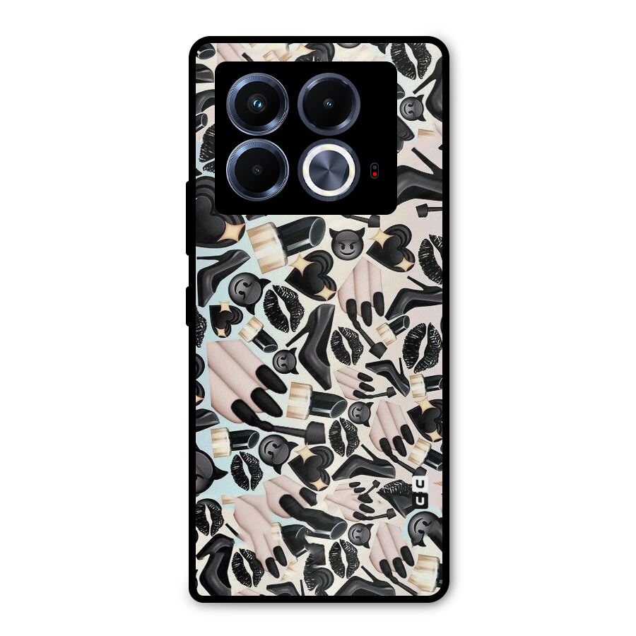 All Black Love Metal Back Case for Infinix Note 40 5G