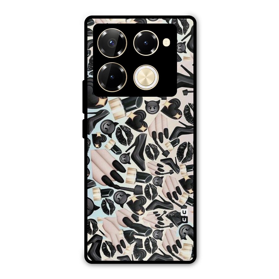 All Black Love Metal Back Case for Infinix Note 40 Pro