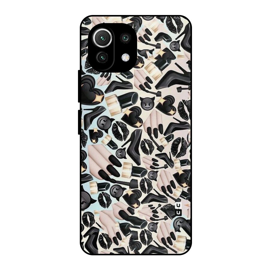 All Black Love Metal Back Case for Mi 11 Lite