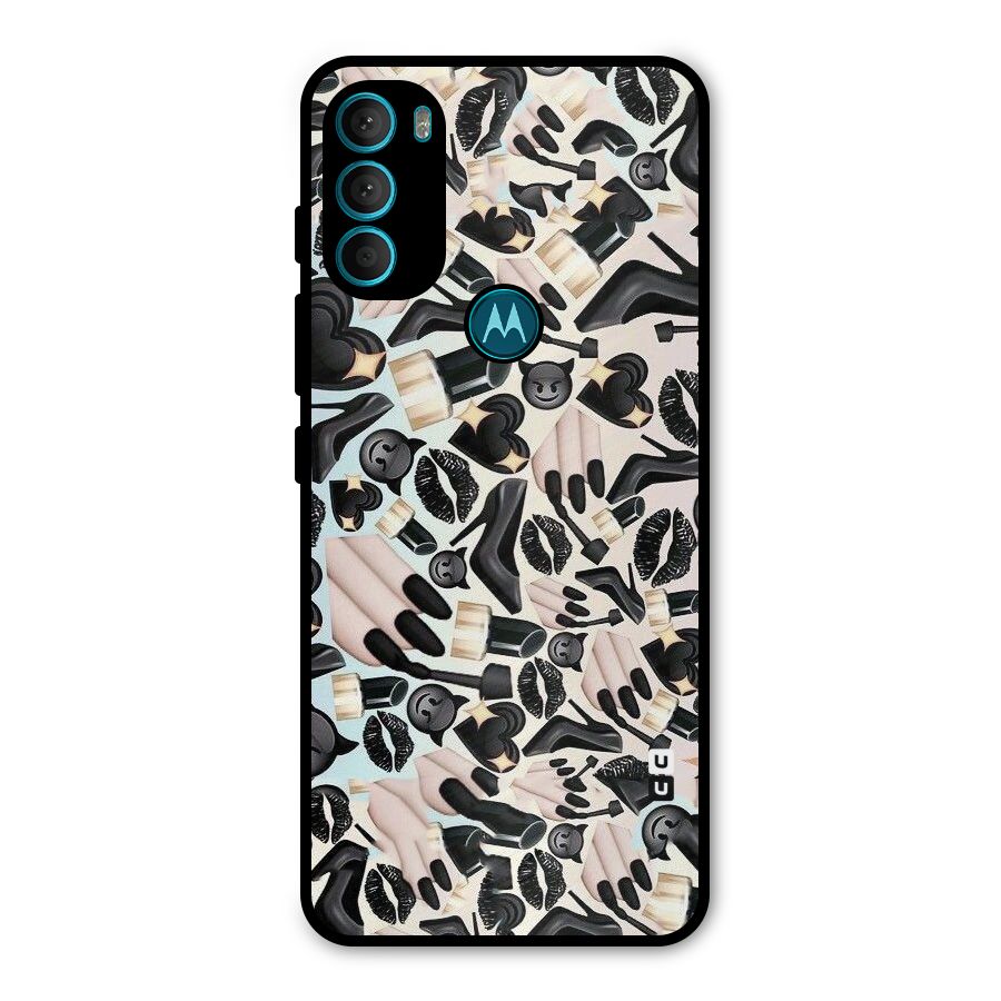 All Black Love Metal Back Case for Moto G71 5G