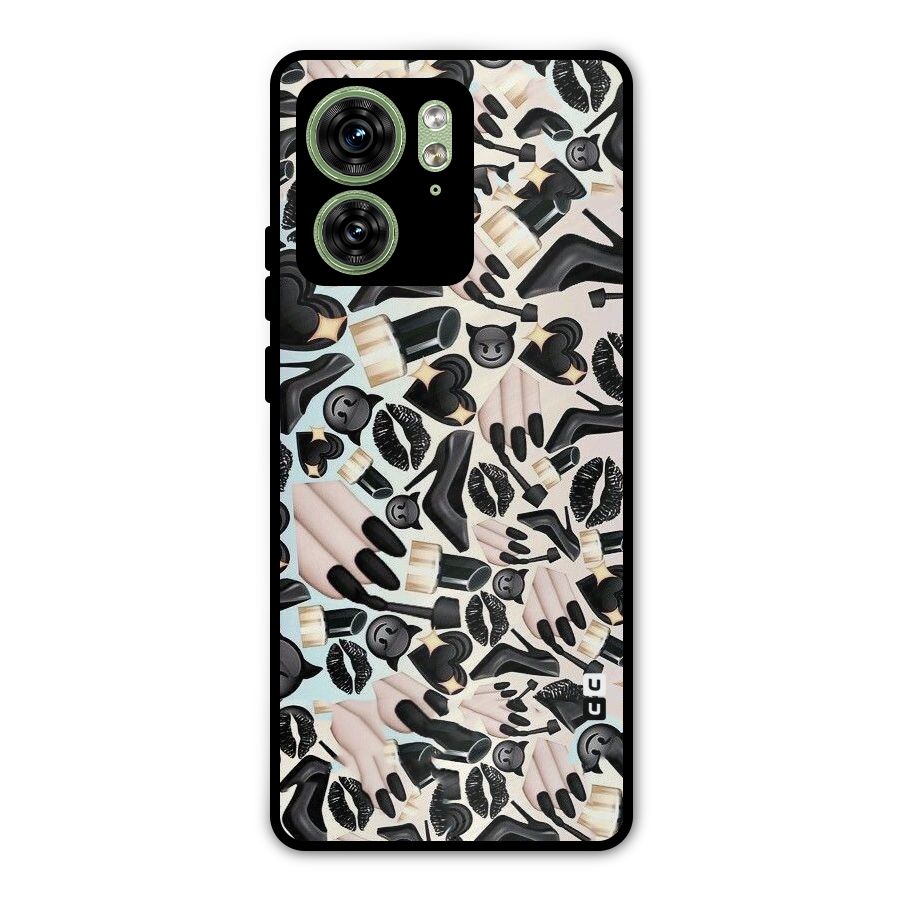 All Black Love Metal Back Case for Motorola Edge 40 5G