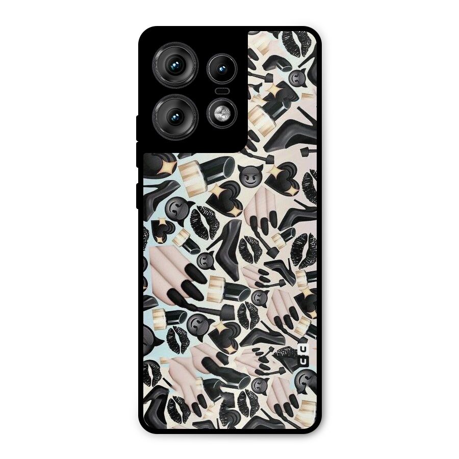 All Black Love Metal Back Case for Motorola Edge 50 Pro