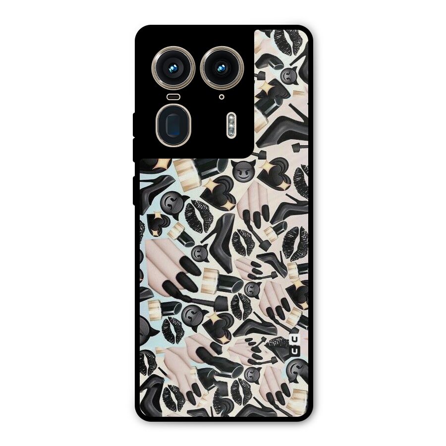 All Black Love Metal Back Case for Motorola Edge 50 Ultra