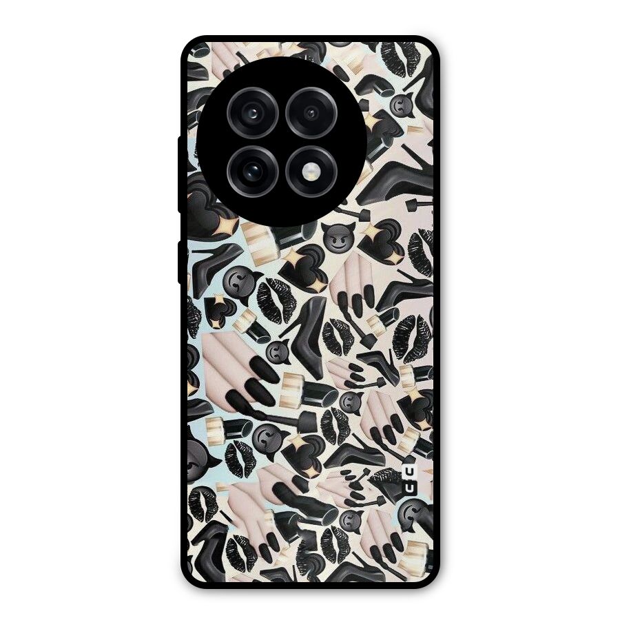 All Black Love Metal Back Case for OnePlus 13R