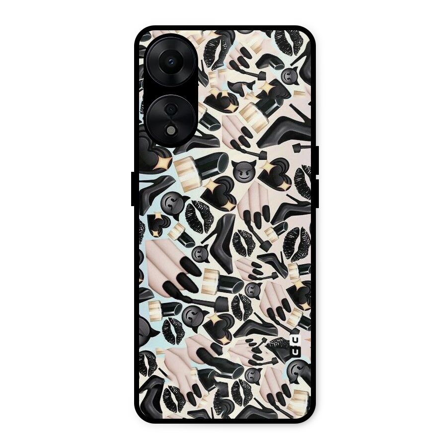 All Black Love Metal Back Case for Oppo A78 5G