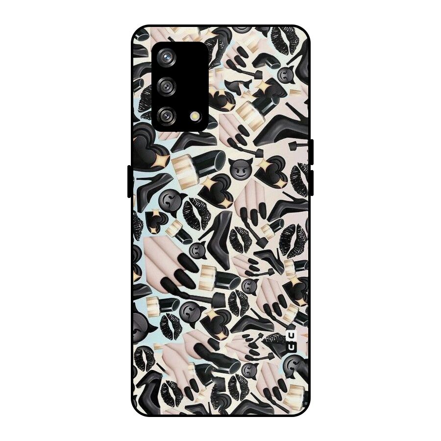 All Black Love Metal Back Case for Oppo F19
