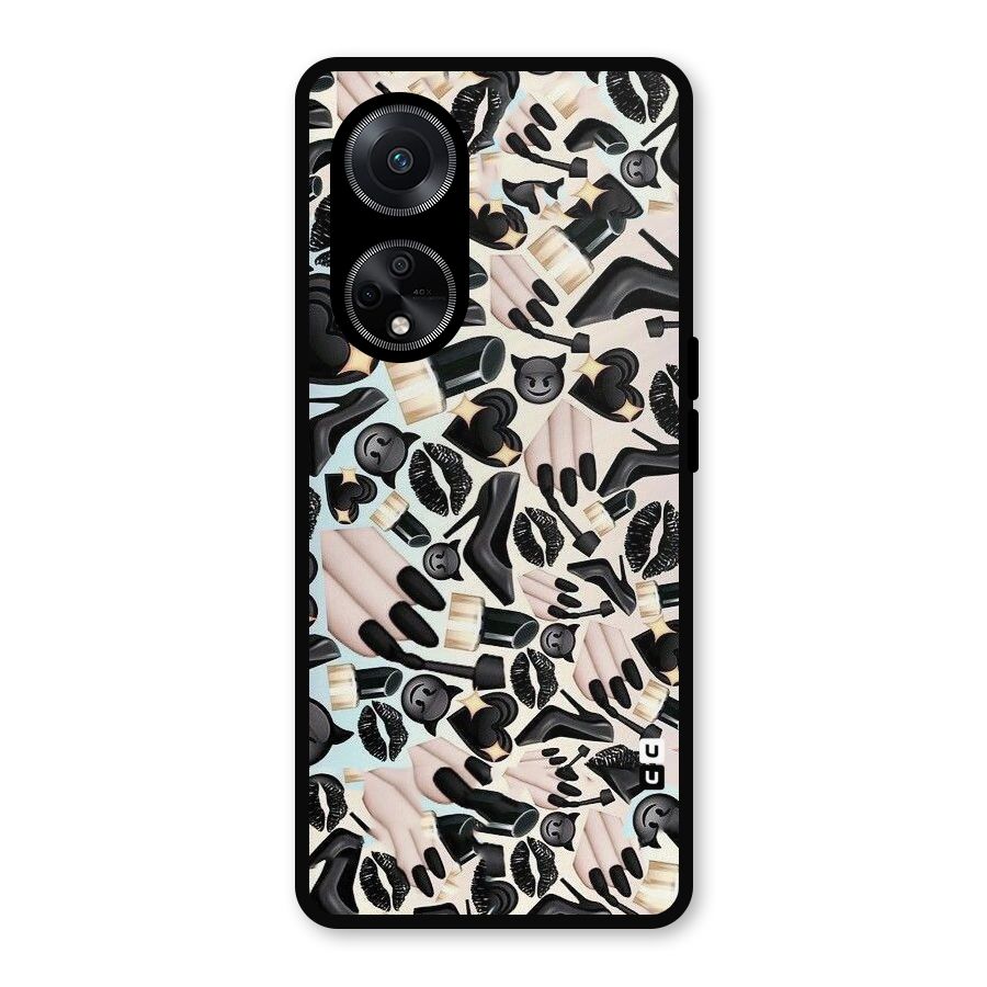 All Black Love Metal Back Case for Oppo F23