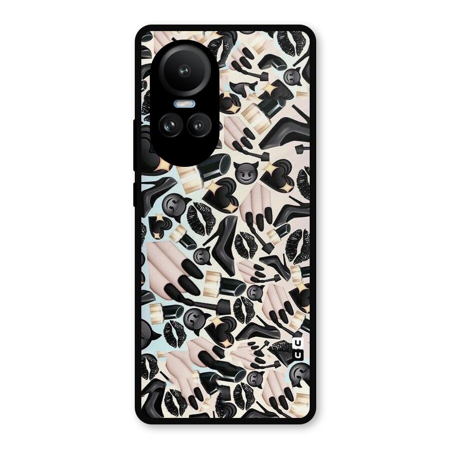 All Black Love Metal Back Case for Oppo Reno10