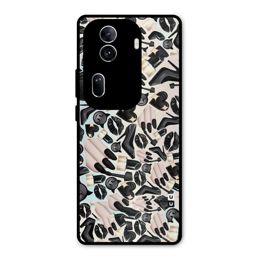 All Black Love Metal Back Case for Oppo Reno11 Pro 5G