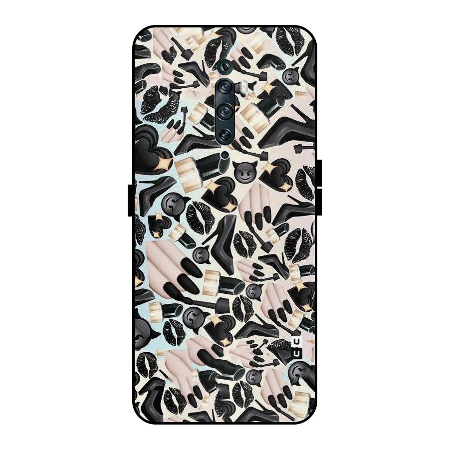All Black Love Metal Back Case for Oppo Reno2 F