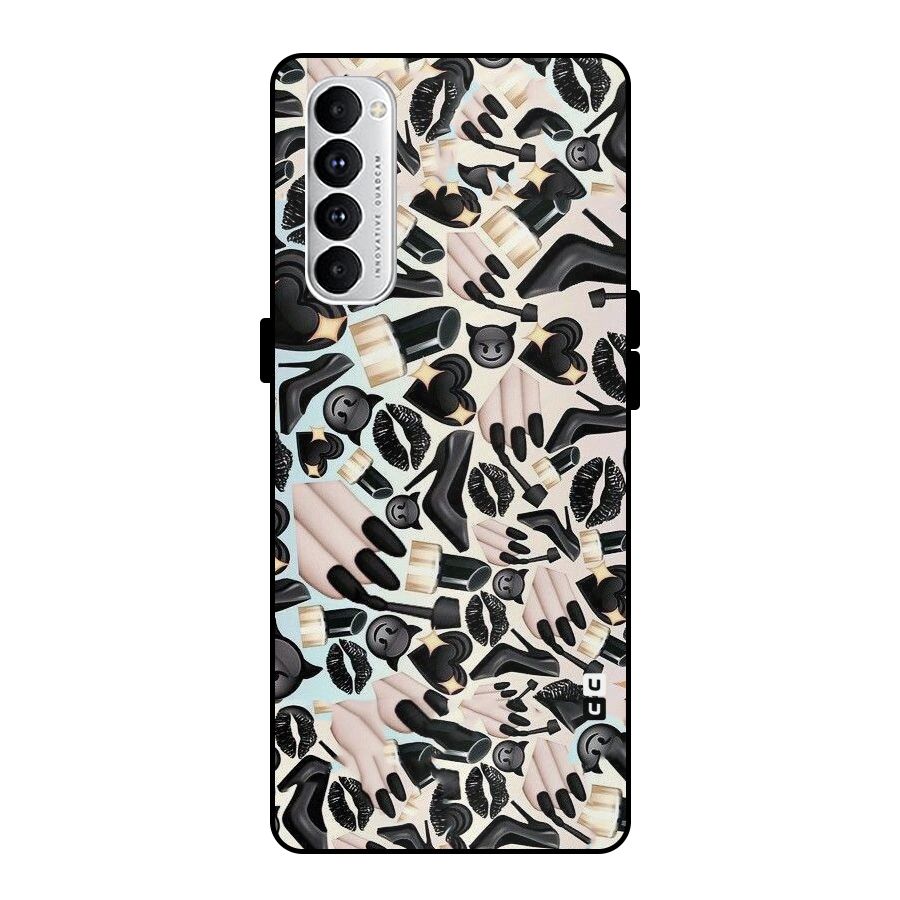 All Black Love Metal Back Case for Oppo Reno4 Pro