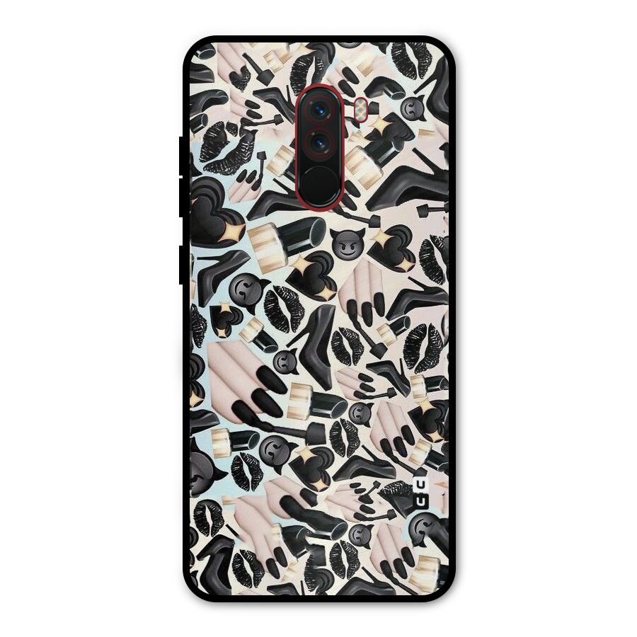 All Black Love Metal Back Case for Poco F1