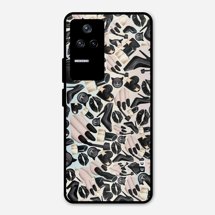 All Black Love Metal Back Case for Poco F4 5G