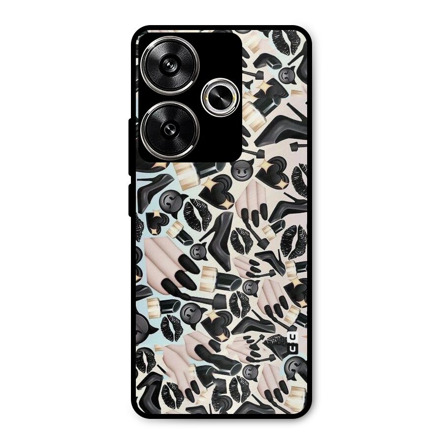 All Black Love Metal Back Case for Poco F6