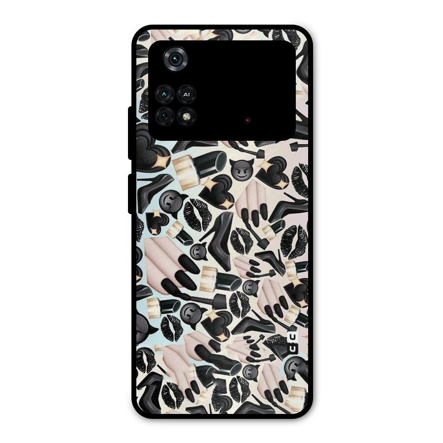 All Black Love Metal Back Case for Poco M4 Pro 4G