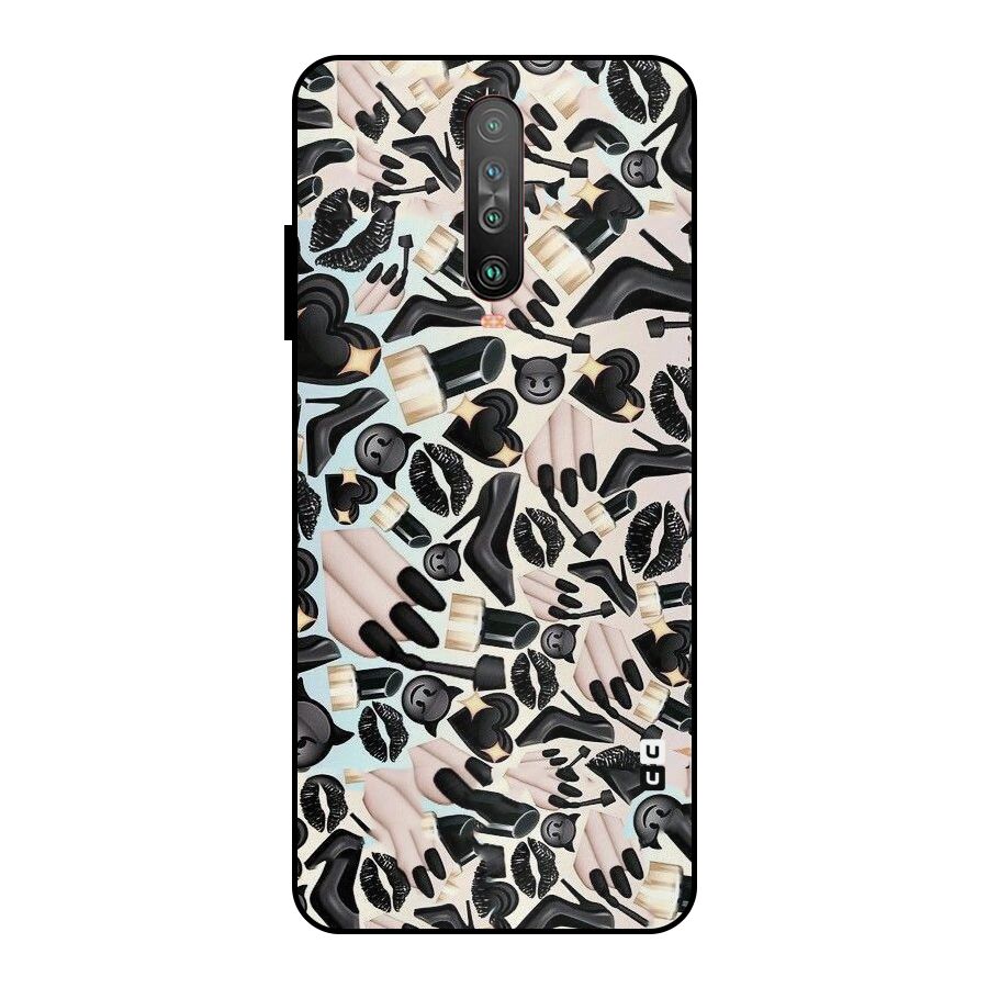 All Black Love Metal Back Case for Poco X2