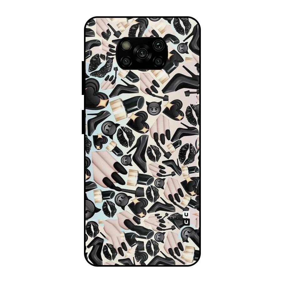All Black Love Metal Back Case for Poco X3