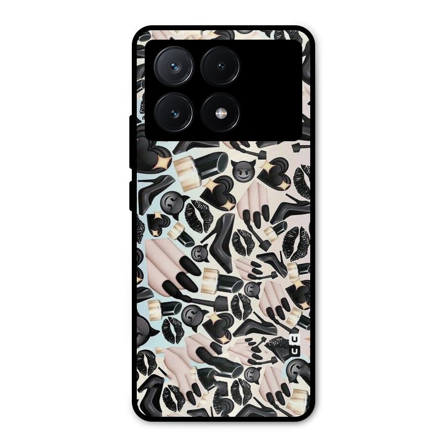 All Black Love Metal Back Case for Poco X6 Pro
