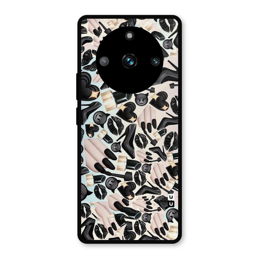 All Black Love Metal Back Case for Realme 11 Pro Plus