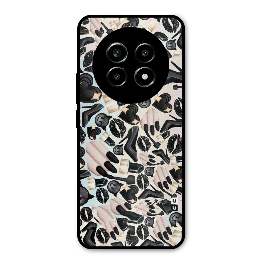 All Black Love Metal Back Case for Realme 13 Pro