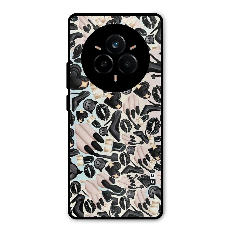 All Black Love Metal Back Case for Realme 14 Pro