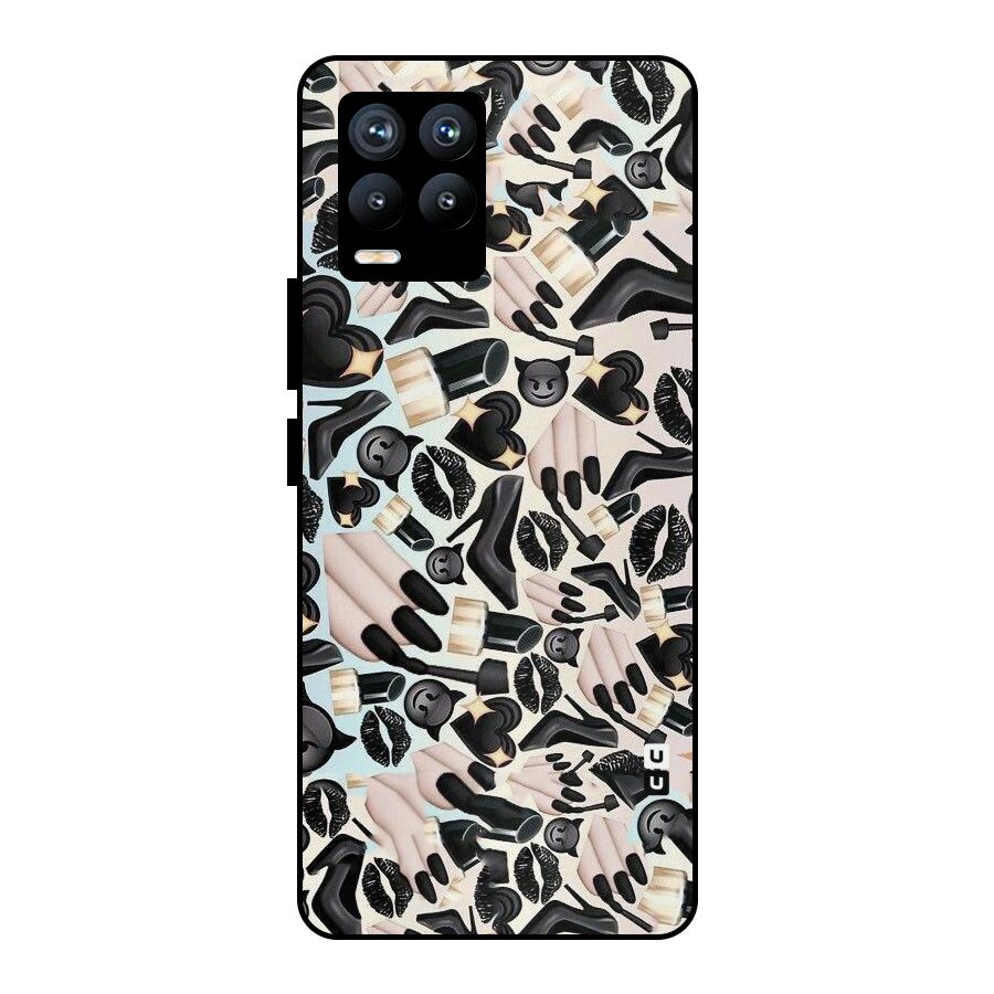 All Black Love Metal Back Case for Realme 8 Pro